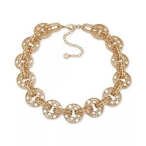 Anne Klein Gold-Tone Woven Ring Collar Necklace, 16" + 3" Extender - Gold